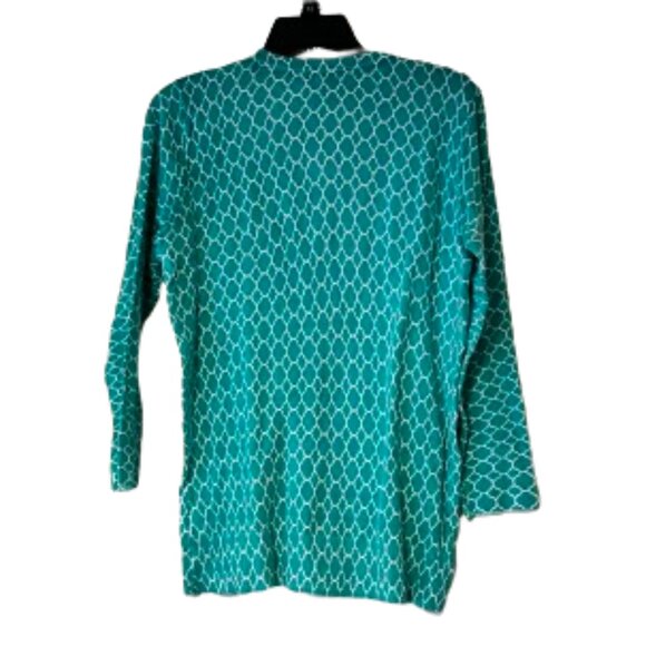 Merona Green & White Patterned Cardigan Sweater - Large - Picture 2 of 5